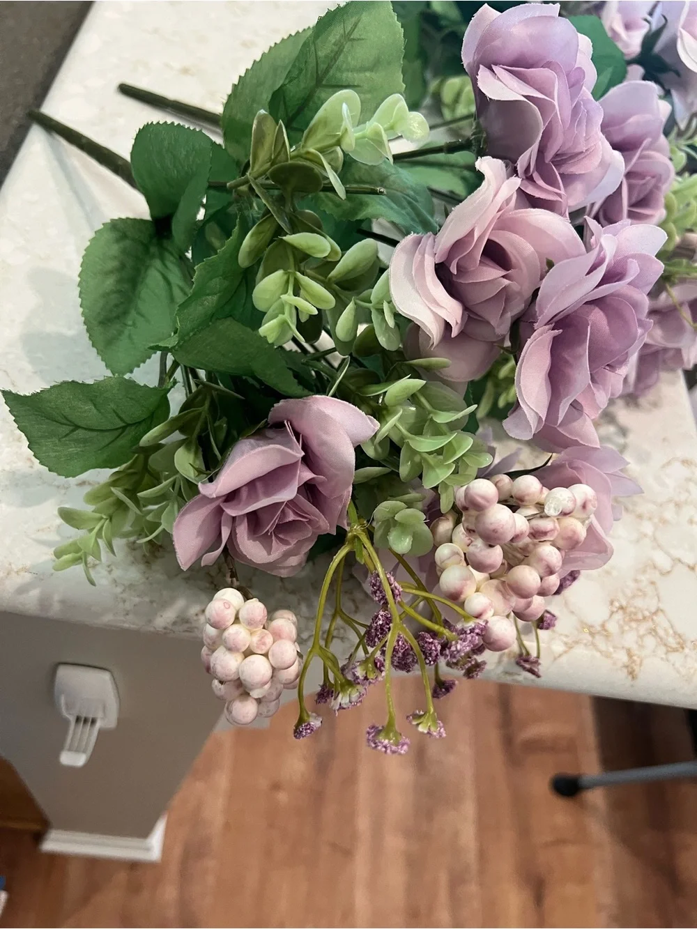Unbranded Lavender Rose Bouquet Artificial Floral Arrangement